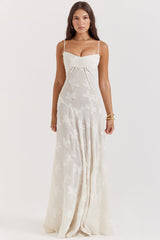 dresses : Genesis – Robe longue romantique à fines bretelles, florale et transparente in Blanc van Seroa
