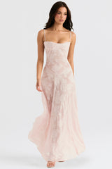 dresses : Genesis – Robe longue romantique à fines bretelles, florale et transparente in van Seroa