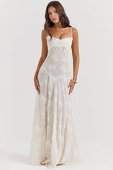 dresses : Genesis – Robe longue romantique à fines bretelles, florale et transparente in van Seroa