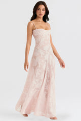 dresses : Genesis – Robe longue romantique à fines bretelles, florale et transparente in van Seroa