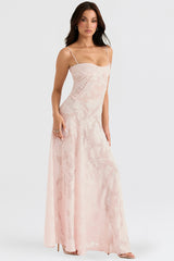 dresses : Genesis – Robe longue romantique à fines bretelles, florale et transparente in van Seroa