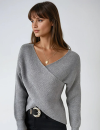 Asymmetrischer Wickelstrickpullover für Damen