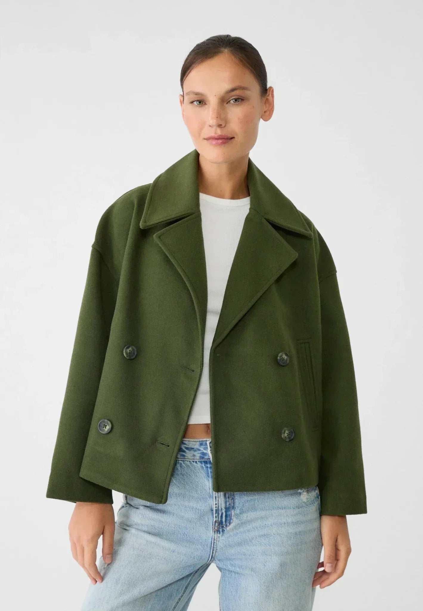 other : Rylee – Veste chic Croisée en Laine in Vert van Seroa