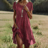 dresses : Anika – Robe d'Été Légère et Colorée au Style Aérien in Rouge van Seroa