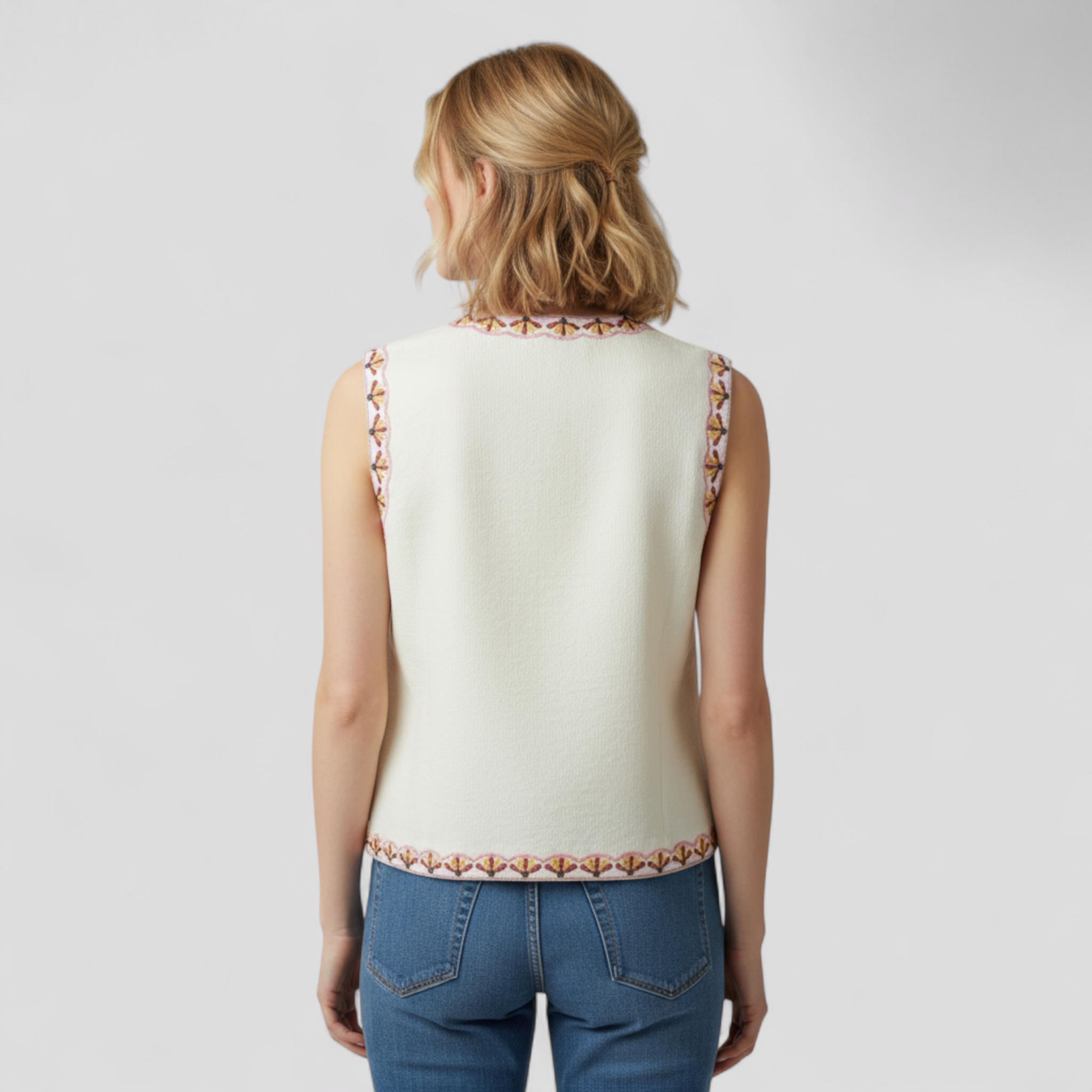 Elisa – Gilet Bohème Brodé à Motifs Floraux