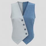 Sophie - Blouse Chic Sans Manches avec Boutons Asymétriques