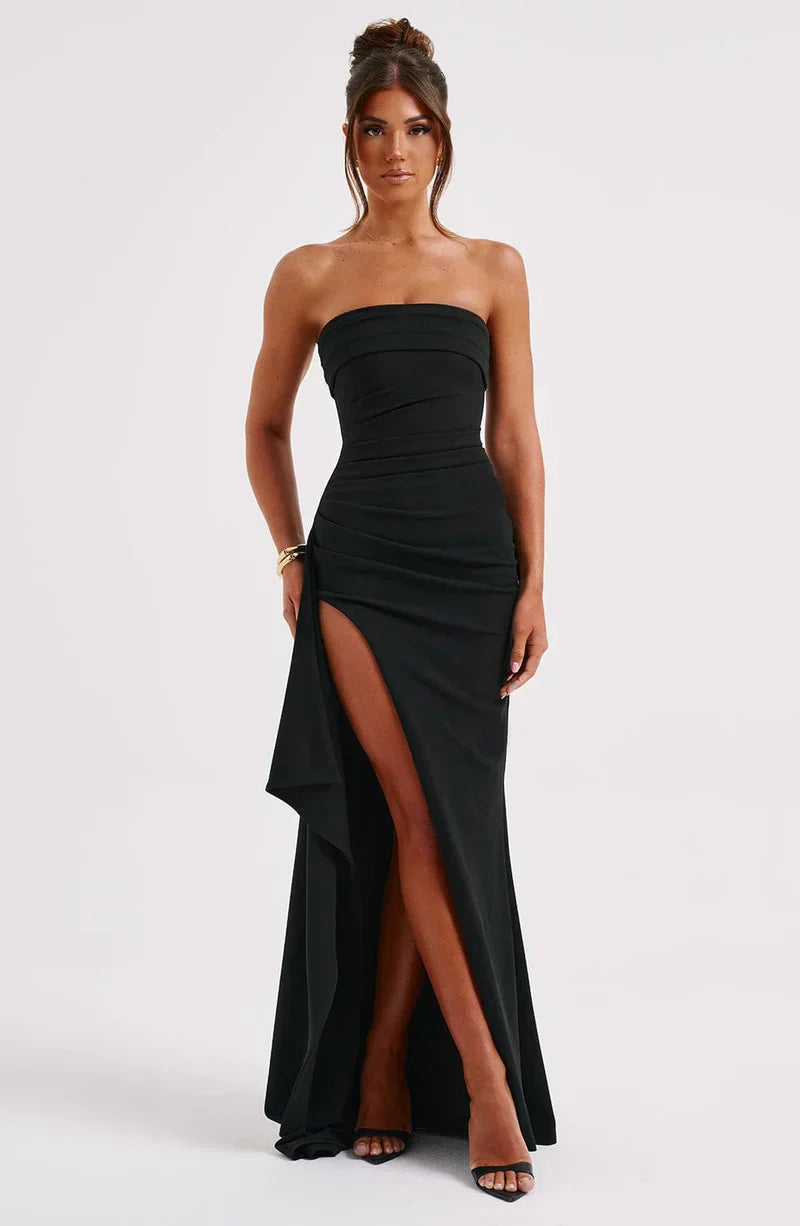 dresses : Elena – Robe de soirée élégante sans bretelles, moulante avec fente haute in van Seroa